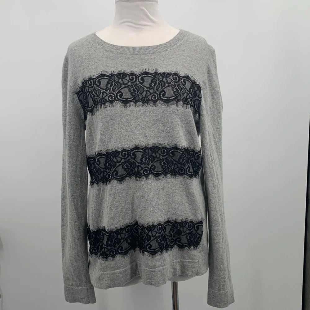 J.Crew Gray Lace Sweater Size L
